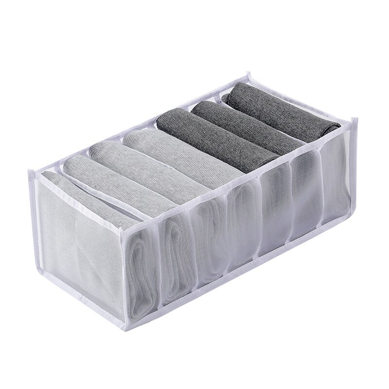 Large Closet Organizer Storage Box Sweater Jeans Underwear T-shirt Organizers Storage Dividers Drawer Wardrobe Organizer: 7gridsleggings-White