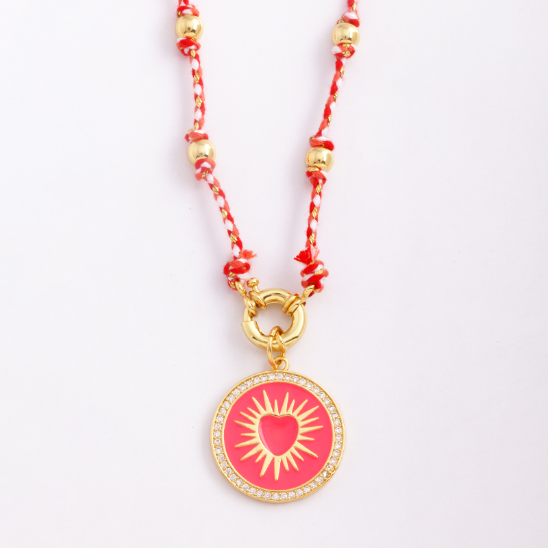 Cordón de algodón natural estilo bohemio, joyería con cuentas anudadas largas, amuleto de suéter de cuerda trenzada colorida, suministros de para de verano y playa: Rodio plateado