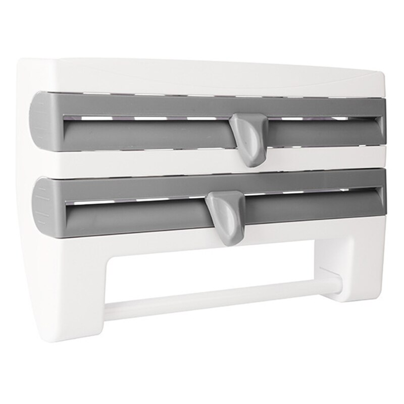 Keuken Cling Film Tin Folie Papier Snijden Houder Plank Keuken Organizer Plastic Wrap Saus Fles Opbergrek Folie Cutter: B
