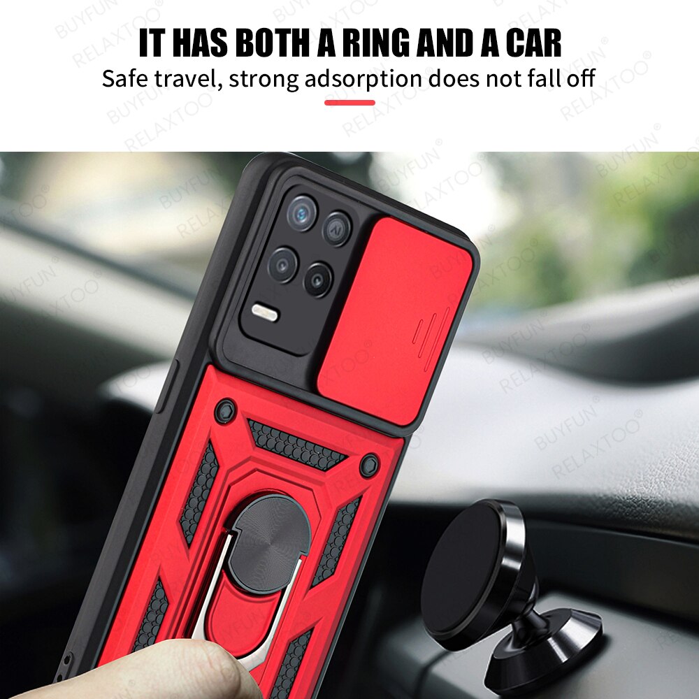 Pokrowiec na Realme Narzo 30 5G etui z pierścieniem uchwyt magnetyczny pancerz odporny na wstrząsy Coque Realmi Narzo30 5G 6.5 &#39;&#39;Push Camera Protect Funda