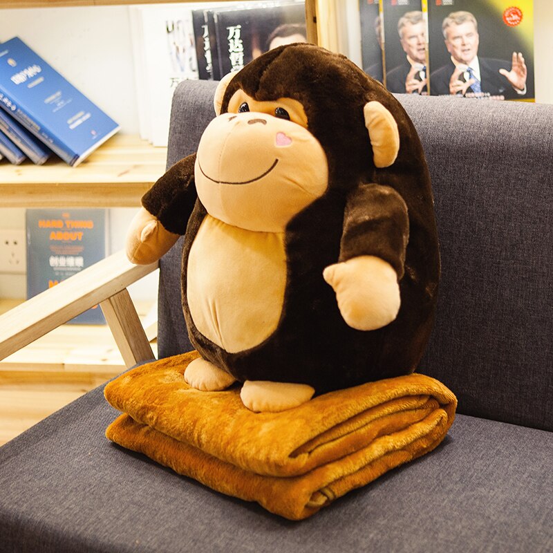 Tecknad gorilla kudde filt korall mjuka kuddar brun tupplur kudde sovkudde heminredning soffa kudde kudde: Brun