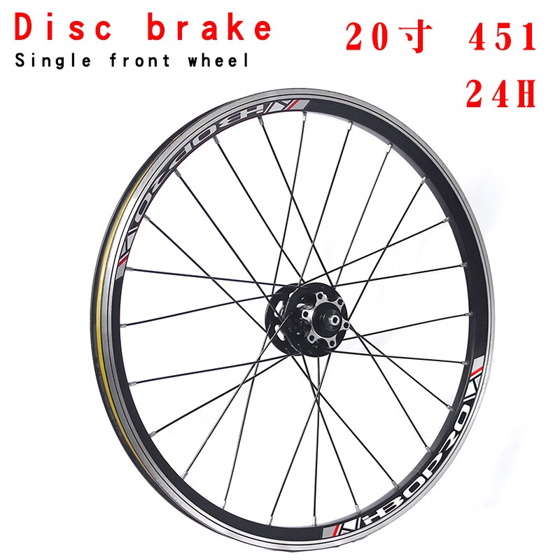 Mountain bike wheel set 20 inch 406 451 V brake disc brake double layer aluminum alloy 2 bearing 7-10 speed 32 hole wheel set: 451 Disc  front 24H