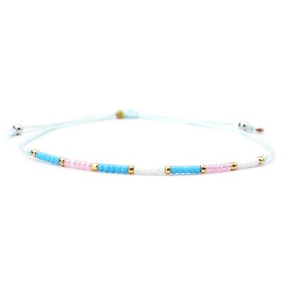 Bohemian Women Bracelet Handwoven Multi-layer Colorful Seed Beads Bracelets Retro Rice Adjustable Rope Bangles Jewelry: Light Blue  Bracelet