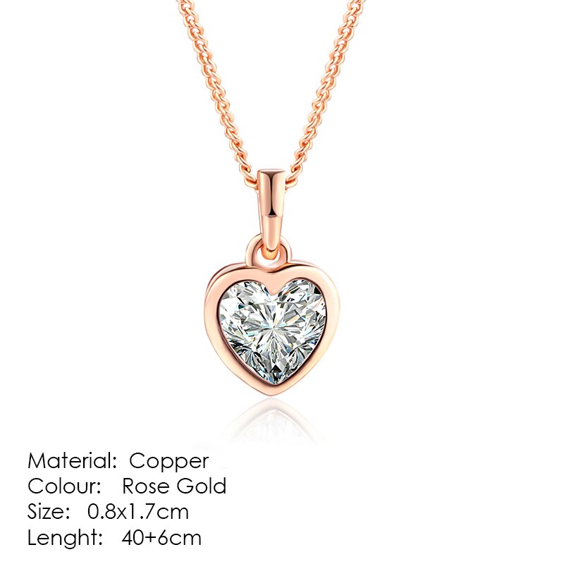 ZHOUYANG Necklaces & Pendants Jewelry For Women Silver Color Rose Gold Chain Jewellery Heart Necklace Cubic Zirconia N388