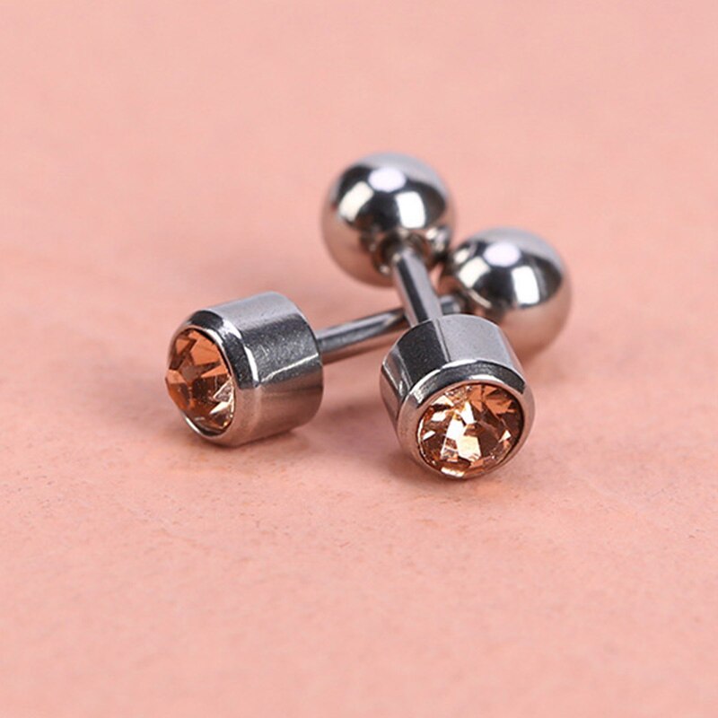 1 paar Medizinische Edelstahl Kristall Schraube Runde Ball Stud Ohrringe Ohr Knochen Nagel Knorpel Ohrring Ohr Piercing Körper Schmuck: Color 10