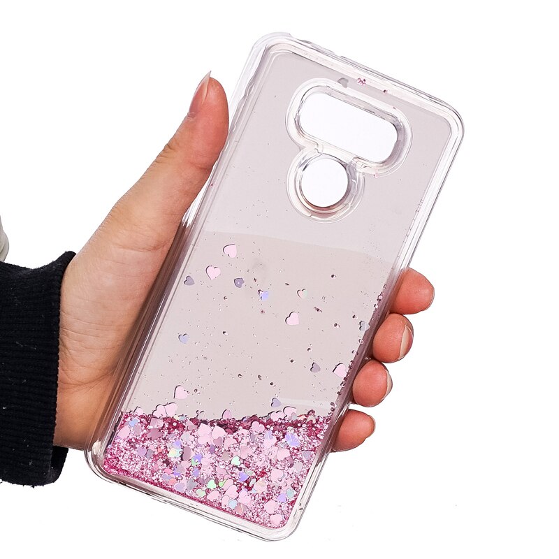 Di lusso 2 in 1 TPU + PC Bling di Scintillio Sabbie Mobili Liquido Sabbia Cassa Del silicone Del Telefono Della Copertura Borsette Coque Fonda per LG G6