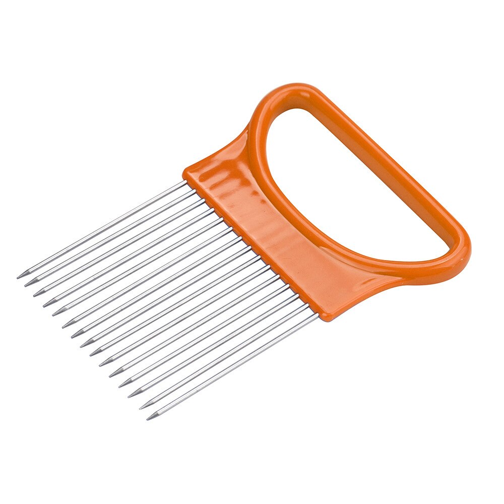 Kitchen Accessories Kitchen Tool Onion Vegetables Slicer Cutting Kitchen Fruit & Vegetable Tools Aid Holder Guide Slicing Cutter: Orange 