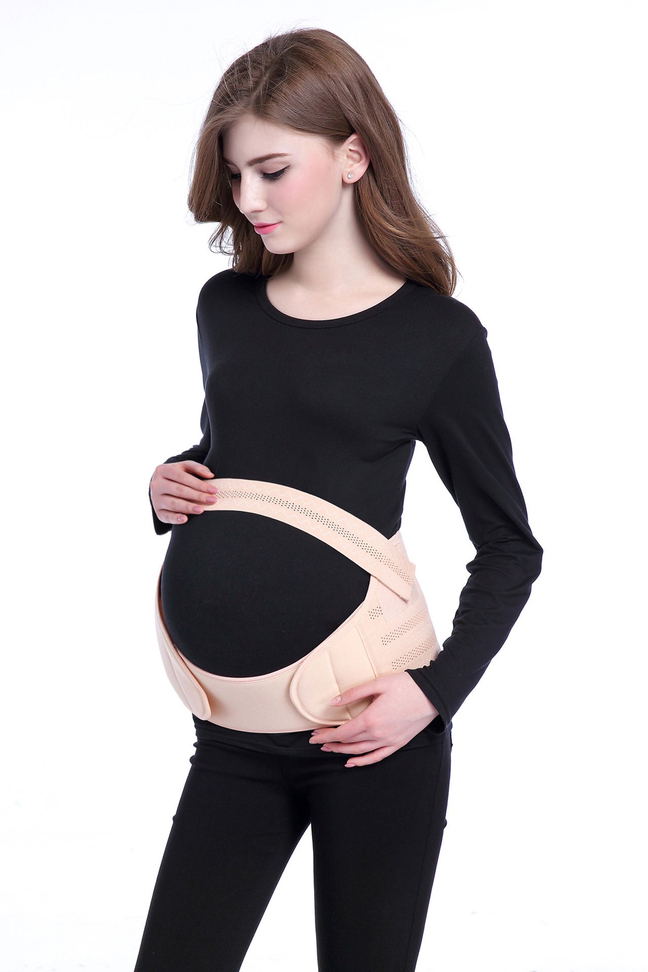 Ceinture De grossesse Enceinte Femmes Ceintures Bandes De Ventre De Maternité Abdomen Soutien Du Ventre Bande Dos Orthèse prénatale Protecteur bande de ventre: Nude color / L