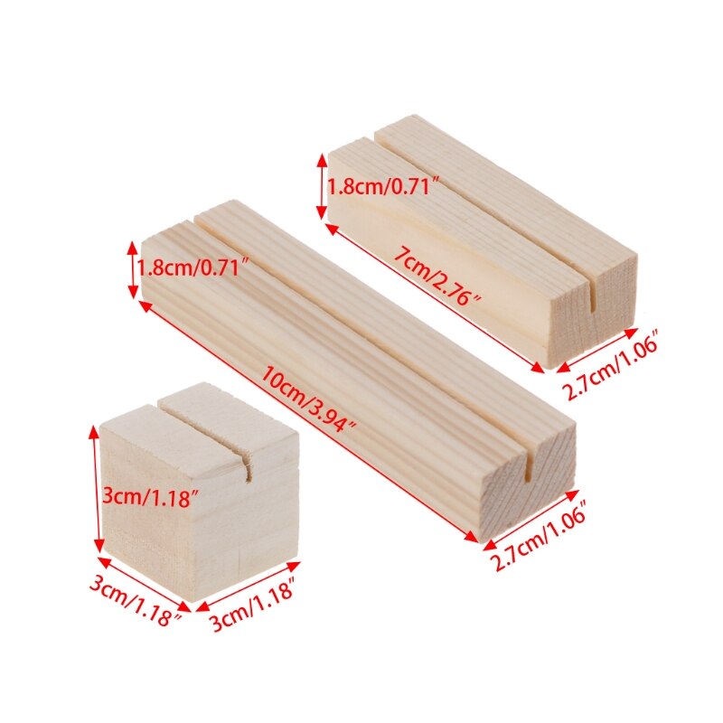 Naturligt træ memo clips fotoholder klemmer stativ kort skrivebord besked håndværk  w15