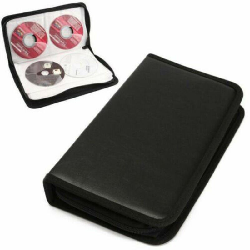 80 Sleeve CD DVD Blu Ray Disc Storage Bag Carry Case Holder Bag Leather Wallet Black Storage Ring Binder