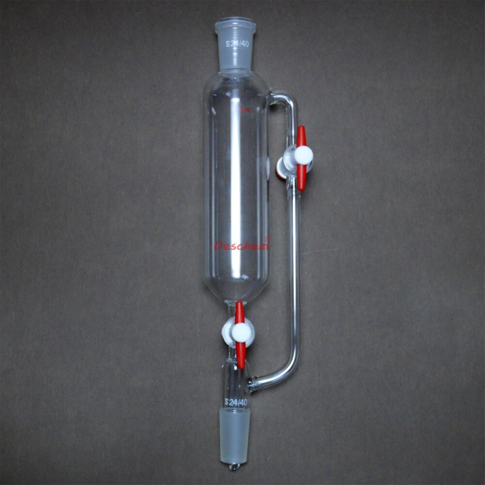 250ml,24/40,Glass Pressure Equalizing Additional Funnel,Two PTFE Stopcock,Lab Glassware