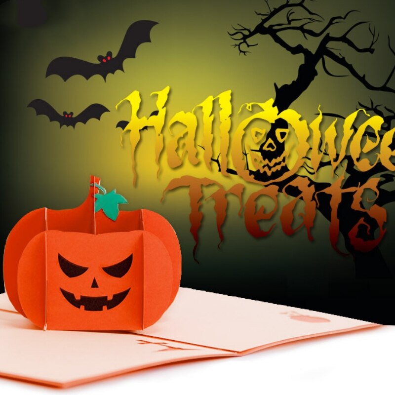 Halloween 3D Popup Card Angry Pompoen Halloween Wenskaart Uitnodigingen Kaart Envelop Inbegrepen
