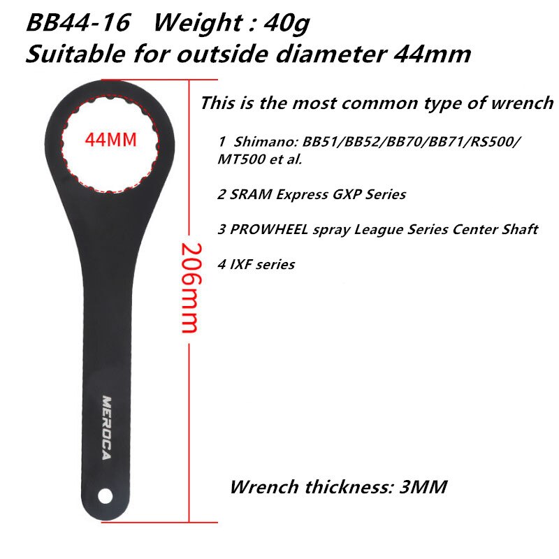 Llave de soporte inferior para bicicleta de montaña, Compatible con SRAM DUB Bb51 Bb52 Bb70 Bb71 RS500 MT500 BB, reparación de llaves de 44mm 46mm 49mm: BB44 16