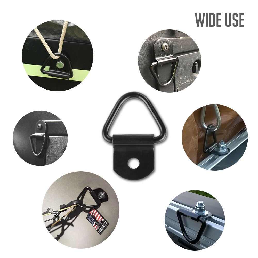 MICTUNING 6pcs 2" Diameter Black Steel for Truck Bike ATV Cargo Tie-Down Anchors with Bolting Hole V-Ring Bolt-on Trailer Anchor