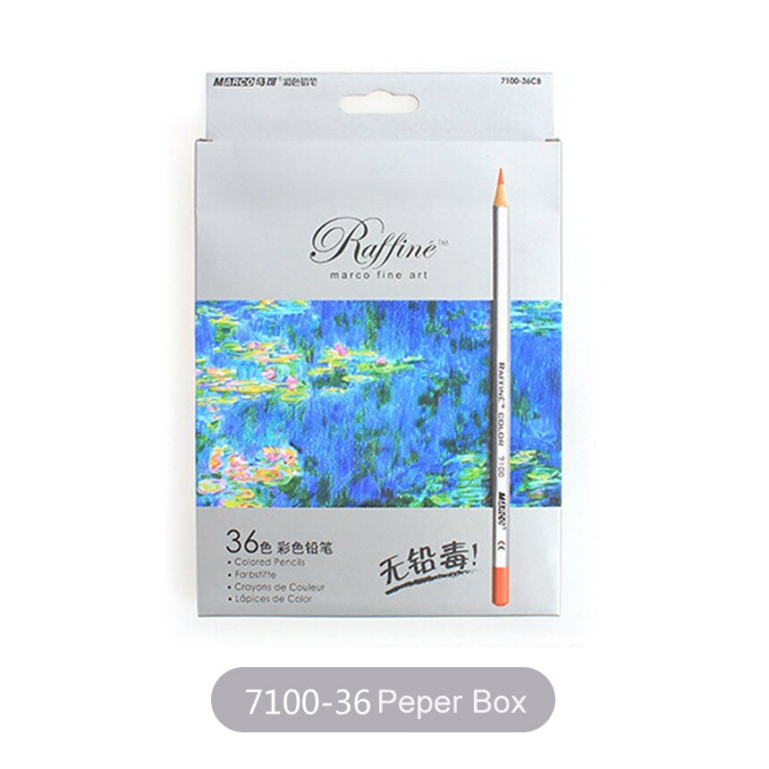 Marco 24/36/48/72Colors Raffine Soft Non-toxic Color Pencil lapis de cor Oil Colored Pencils for School Supplies: 36 colors paper box