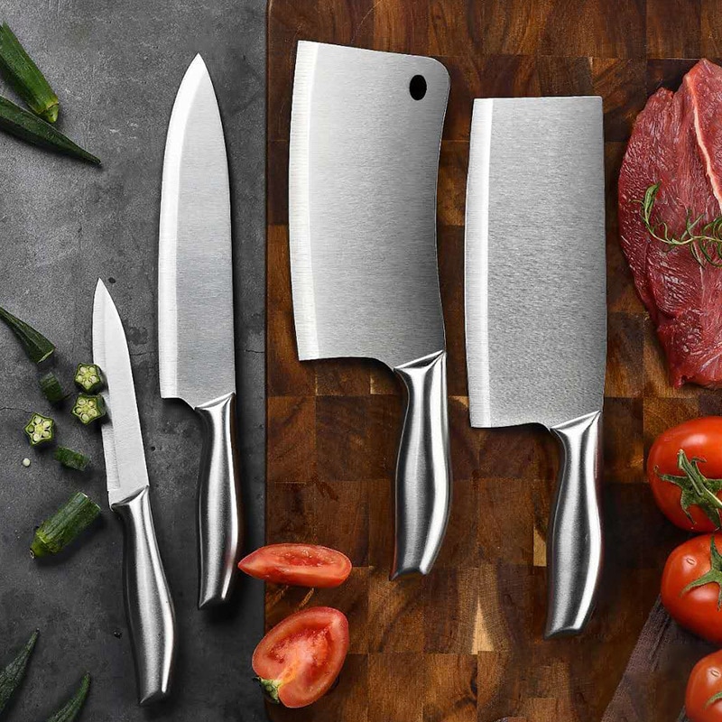 Kitchen Knife Stainless Steel Butcher Knife Chinese Cleaver Knife Bone Chopping Fish Meat Slicing Knives Cooking Tools