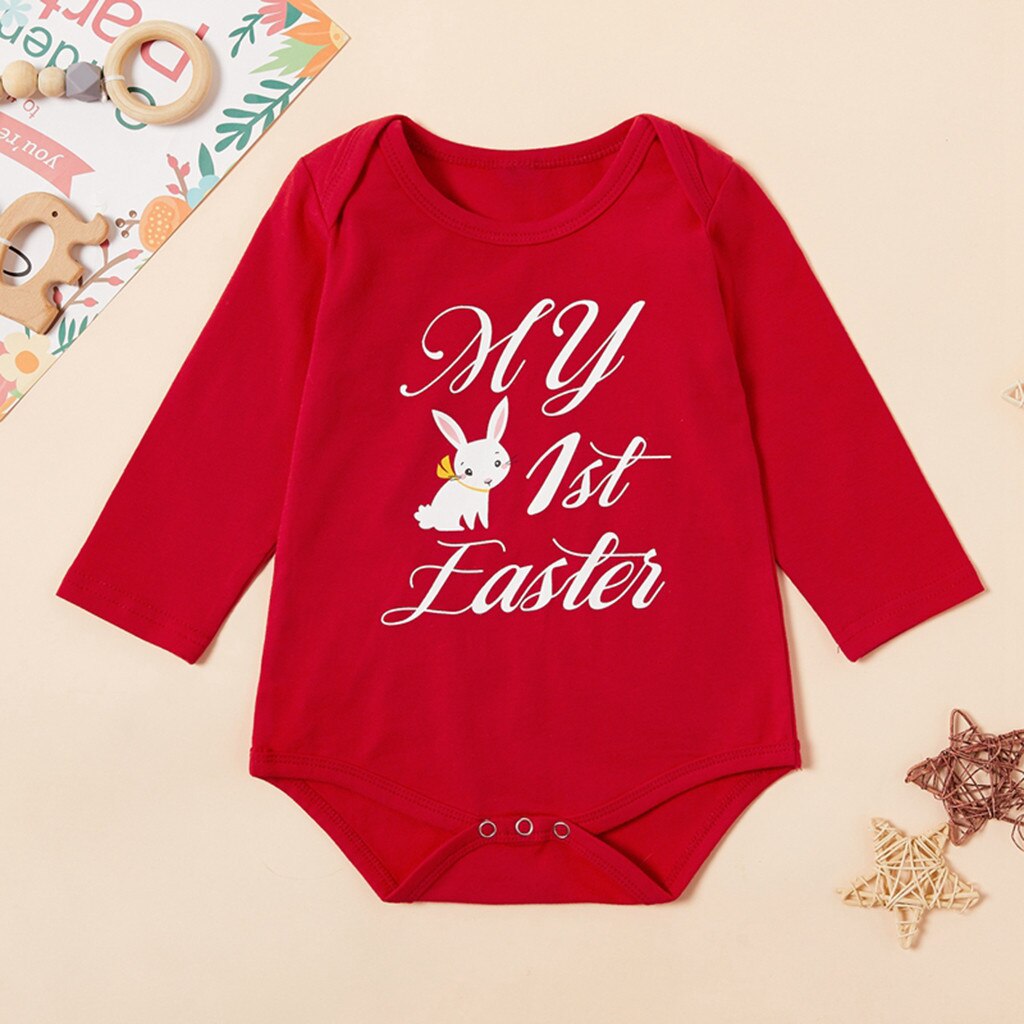 Letter Printed Baby Bodysuit Newborn Infant Girl Boy Easter Rabbit Bunny Bodysuit Clothes Body Dziecko Baby Long Sleeve Bodysuit