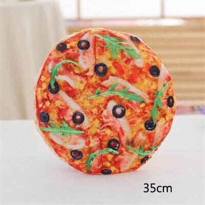 3d simulation mad pude rygpude sjov smør kiks brød hamburger tegneserie plys legetøj sofa stol pude siesta pude: Pizza 35cm