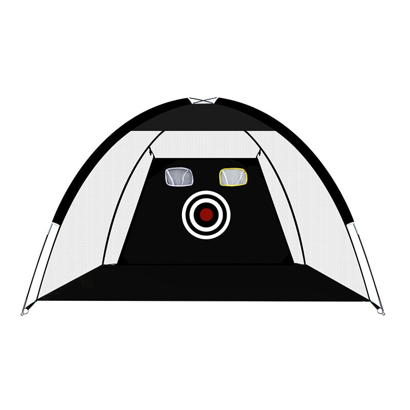 2 x 1.4m golfnetten golf chipping oefennet draagbare golf swing oefenkooi binnen buiten training raken doel: Zwart