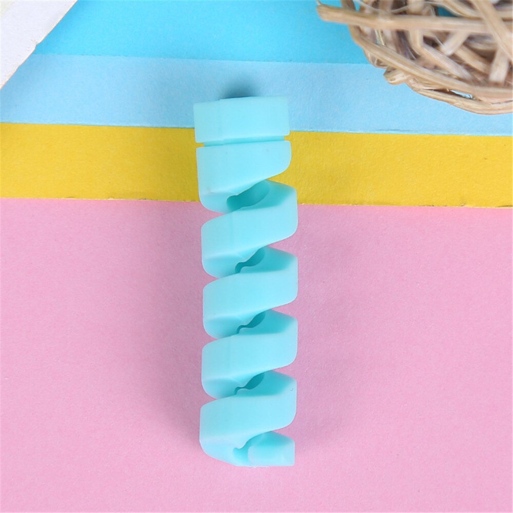 10pcs Spiral Cable Protector Desk Set Earphone Cable Organizer Wire Data Line Holder Winder Wrap Cord Desk Accessories Papeleria: blue