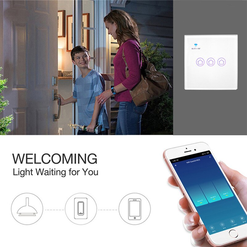 Wifi Smart Light Switch WiFi Smart Light Switch Glass Panel Touch Switch Compatible with Alexa Google Home Smart Wall Switch