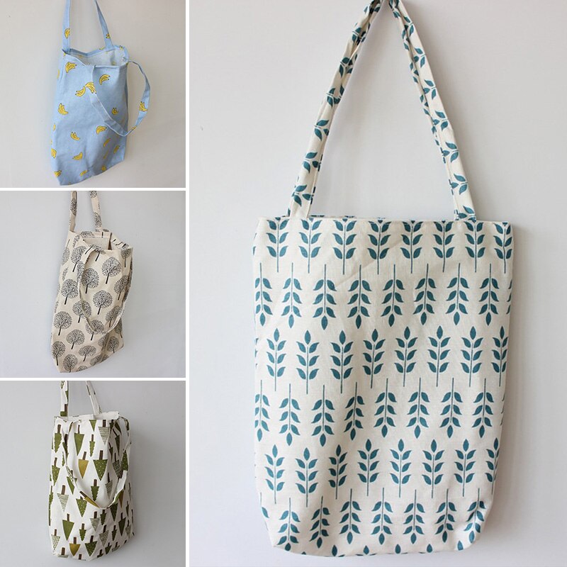 41*32Cm Aankomst Vrouwen Meisje Opvouwbaar Herbruikbare Print Boodschappentas Eco Tote Handtas Strandtas Katoen Linnen schoudertas