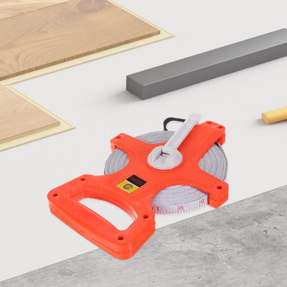 100m Retractable Fiberglass Tape Measure Open Reel Metric Scale Measuring Ruler Woodworking Gadget Depth Measurement