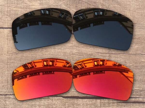 Vonxyz 20+ Color Choices Polarized Replacement Lenses for-Oakley Oil Drum Frame: Black and Ruby