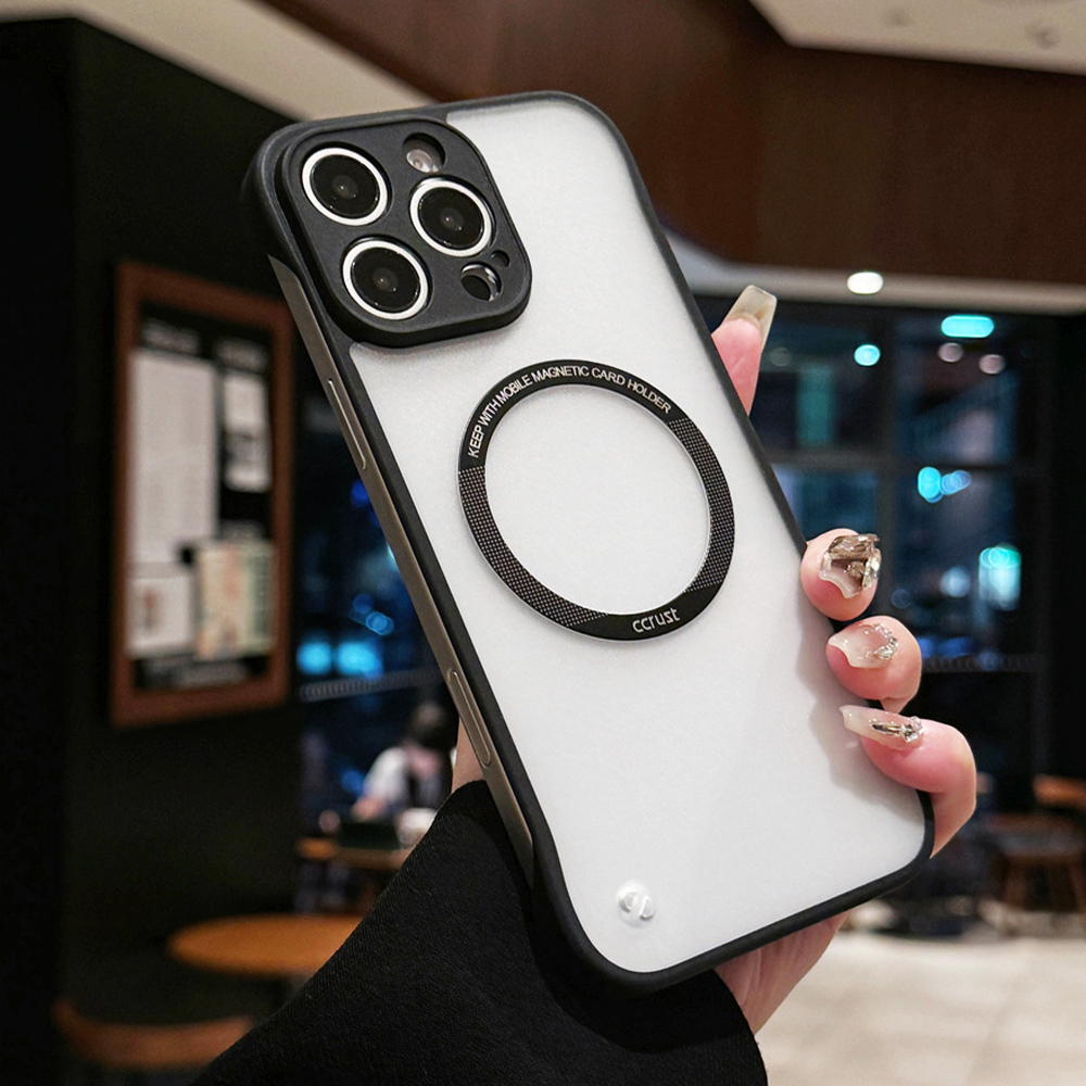 Ultra Slim Magnetische Doorschijnende Frameloze Telefoon Case Voor iPhone 13 14 15 16 Pro Max Camera Bescherming Draadloos Opladen cover: PE