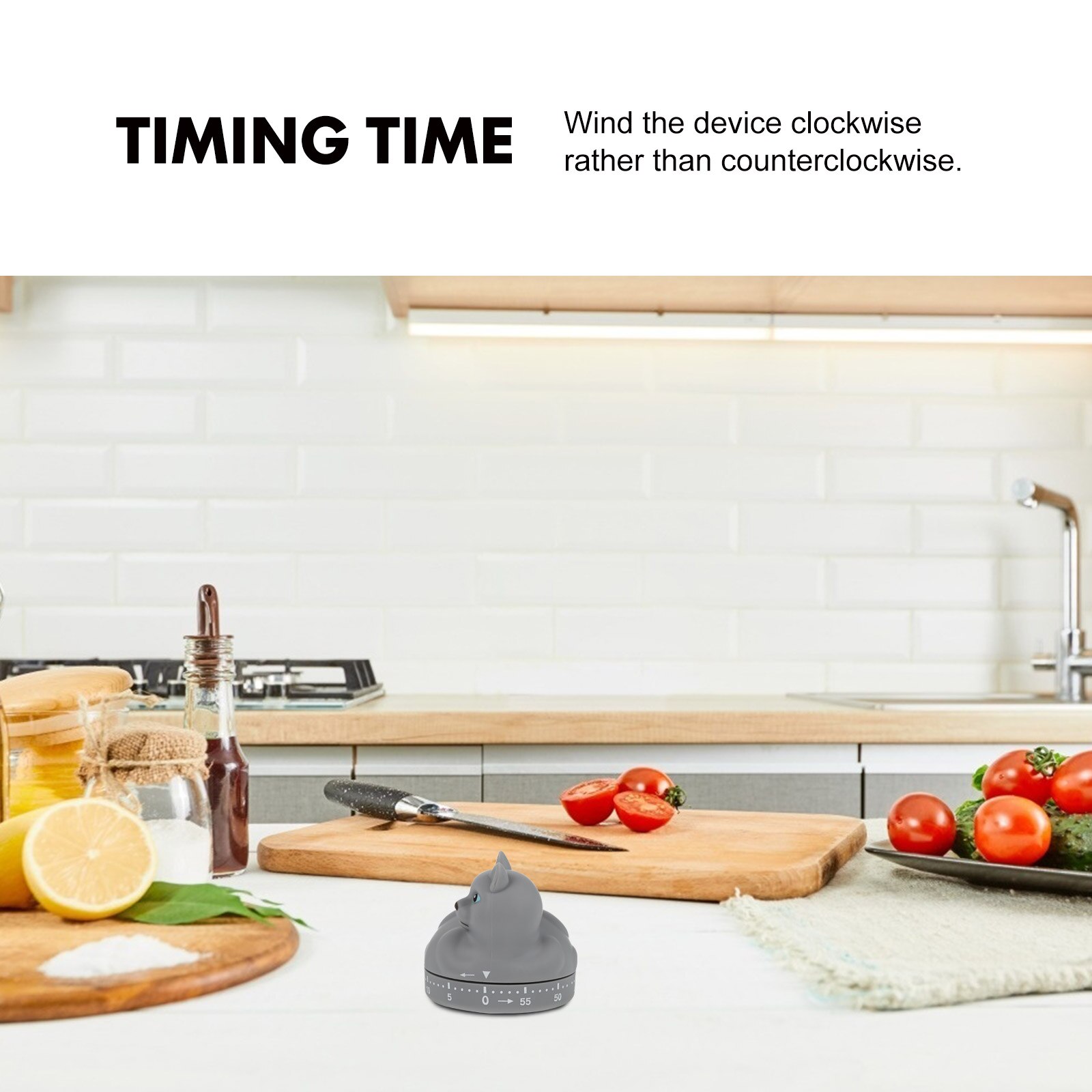 1Pc Lovely Cartoon Cat Kitchen Timer Mechanical Baking Timer Baking Supply