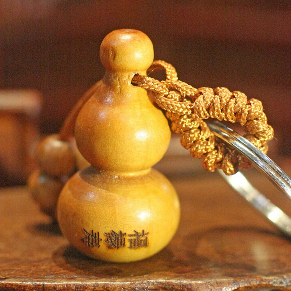 1 Pc Car Hange Lucky Mahogany Gourd Craft Chinese Traditional Fortune Keyring Decor Keychain