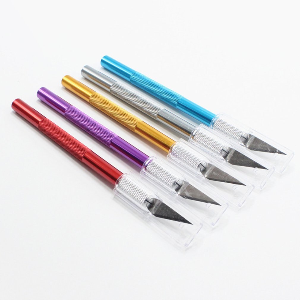 Non-Slip Metal Scalpel Knife Tools Kit Cutter Engraving Craft Knives+5pcs Blades Mobile Phone PCB DIY Tool