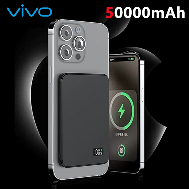 VIVO 50000mAh Ultra Thin Wireless Power Bank For MagSafe Magnetic Fast Charging Portable Battery Display CCC Certification: grey
