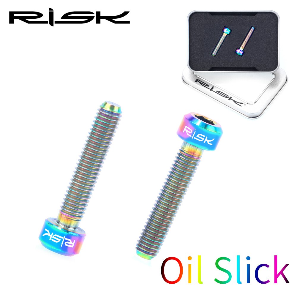 Risico 2 Stks/doos Fiets Remhendel Bevestigingsbouten Uitgebreide Schroeven Voor Gids R Rs Rsc Hydraulische Schijfrem Fastener titanium: M5x25 Oil Slick