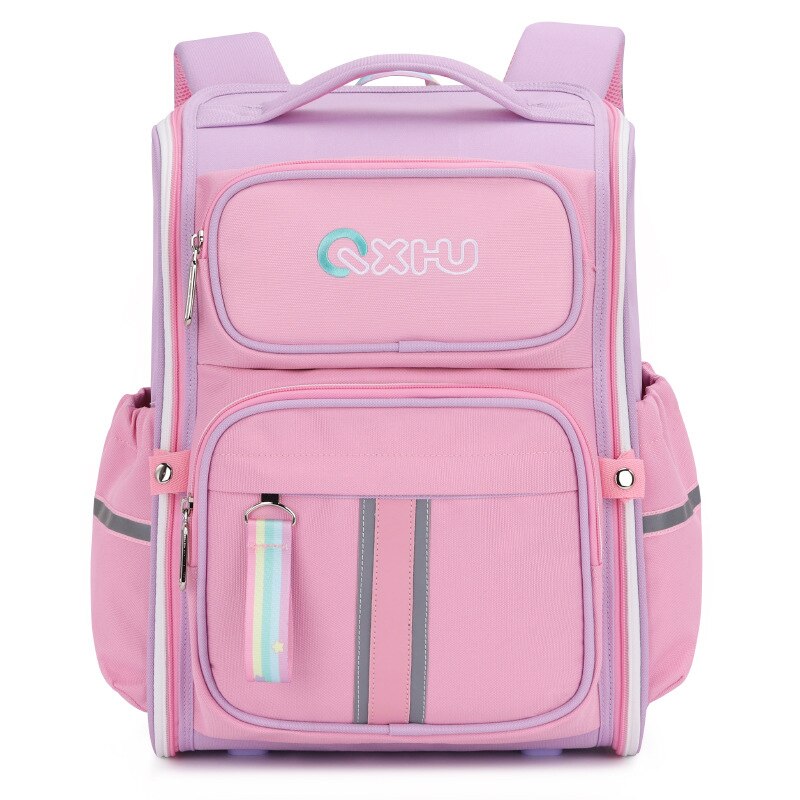 Grades 1-3-6 Collapsible Student Backpacks Children's Lightweight Cute Cartoons School Bag Kids Orthopedic School Backpack: Purple Pink