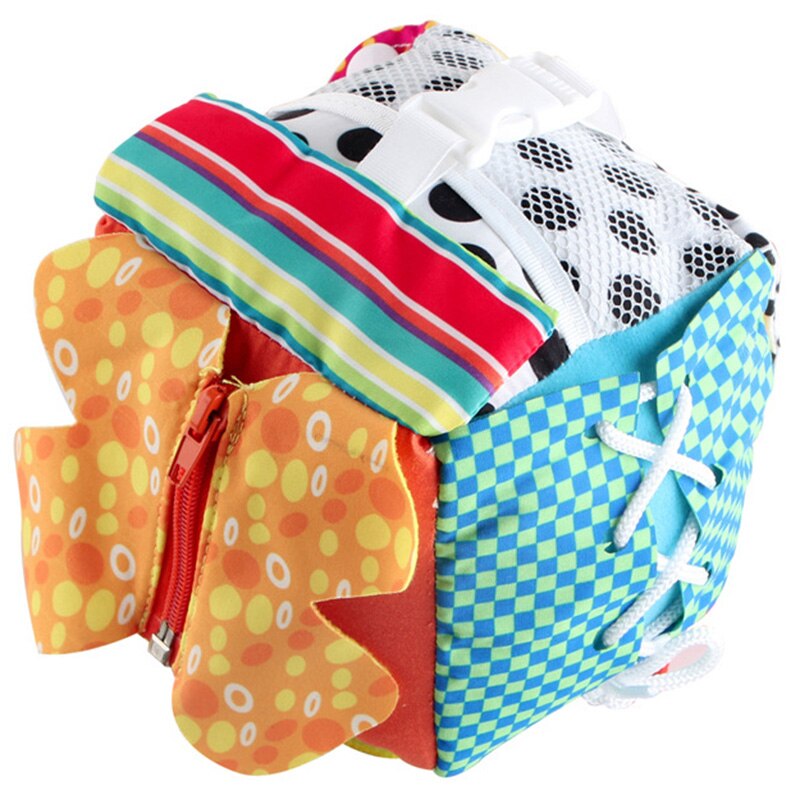 Baby Early Educational Toy Daily Life Simulation Plush Cloth Balls Puzzle Zipper Laces Cognitive Toy Square Ball: Default Title