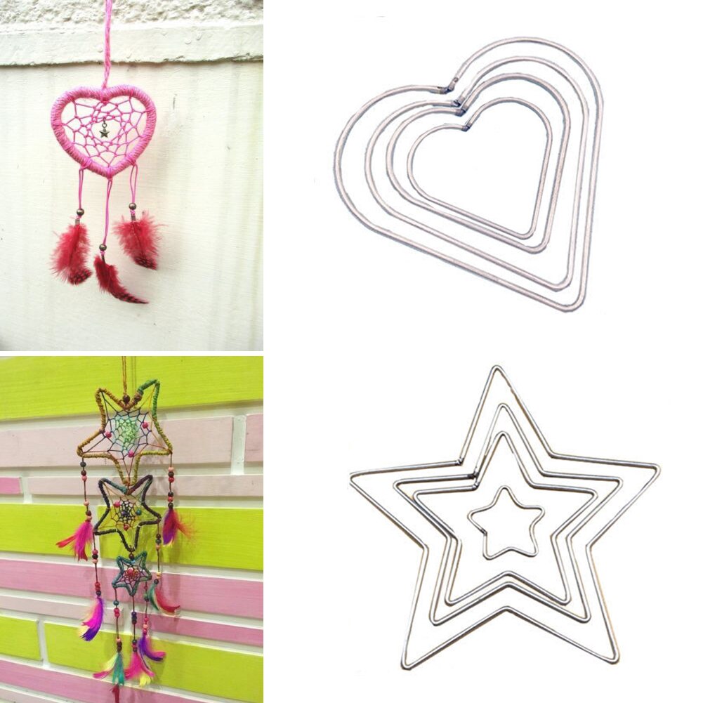 Craft Welded Decorations Supplies Metal Hoop Five-pointed Star Love Heart DIY Parts Metal Hoop
