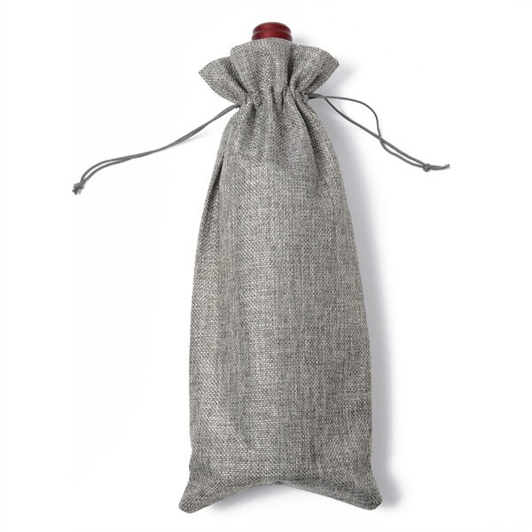 Jute Wijn Zakken rode wijn Fles Covers Champagne Pouch jute Verpakking Zak Bruiloft Verjaardagsfeestje Decoratie Wijn Zakken: Gray