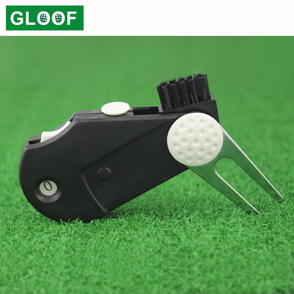 1 st 5- i -1 golf divot verktyg multifunktionell golf green gaffel divot reparationsverktyg switchblade groove cleaner