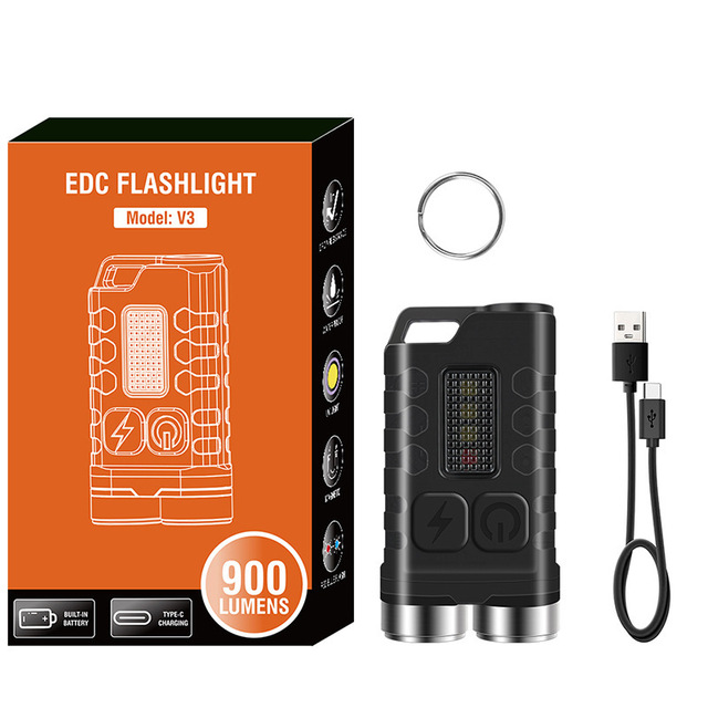 Mini V10 EDC Flashlight 1000LM Super Bright Portable Keychain Light With Magnet USB Rechargeable UV Beep Camping Lantern: green