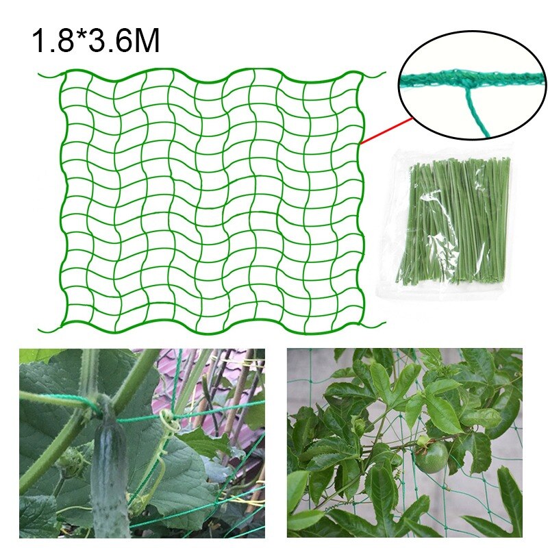1 Set Garden Plant Trellis Netting Heavy Duty Mesh Vine Landing Garden Weaving Grow Frame Vegetable Flower Cucumber Climbing Net: 1set 1.8x3.6m
