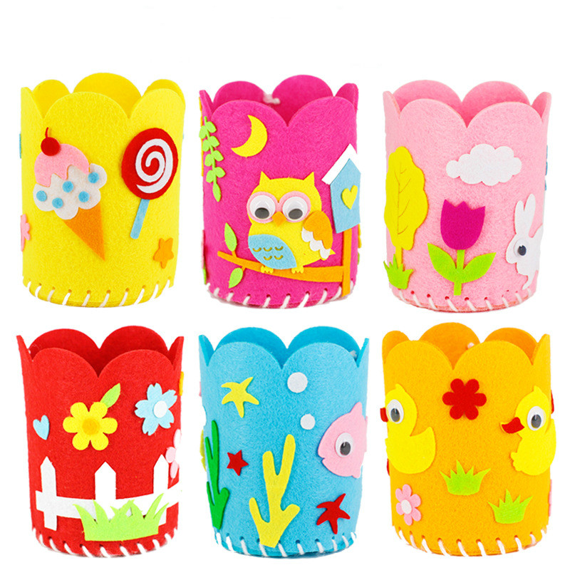 Cartoon Non-woven Pen Holder Kindergarten Handmade DIY Craft Toys Set Children&#39;s Three-dimensional Kids Arts For child