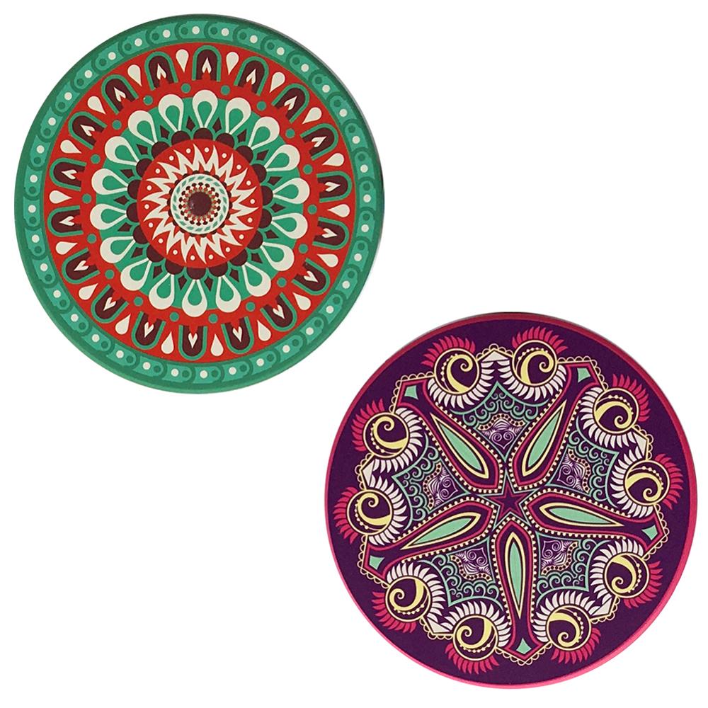 Hållbar exotisk auto mugghållare pad mandala snygg rund absorberande keramisk sten bohemisk stil värmetålig muggunderlägg matta