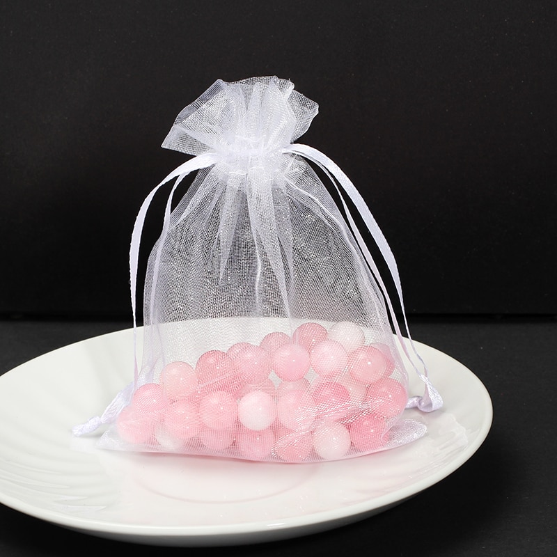 50 st/lots smyckespåse 7 x 9cm smyckesförpackningar små organzapåsar favoriserar bröllopsfest julförpackningspåsar