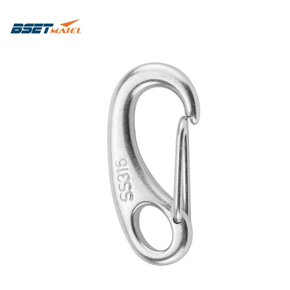 Boat Marine Stainless Steel Egg Shape Spring Snap Hook clips Quick Link Carabiner Buckle eye shackle Lobster Claw outdoor: Stainless Steel 316