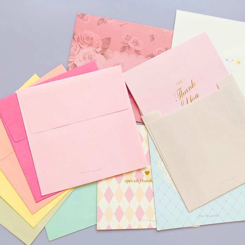 1 Set = 6 Cards Greeting Card + 6 Envelope Cards for Festival Wishing Cards