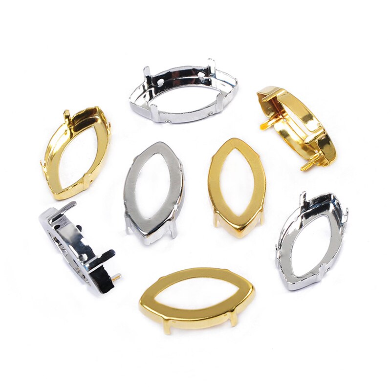 YANRUO 4200 4227 Navette Copper Studs Gold Silver Claw Settings Horse Eyes Sew On Rhinestones DIY Jewelry Accessories