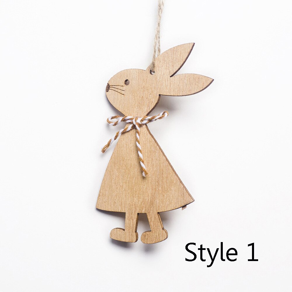 1/3 Pcs Pasen Konijn Houten Decoratie Diy Hout Opknoping Ambachten Schattige Bunny Pasen Ornamenten Feestartikelen Hout Ambachten: Style 1-3pcs