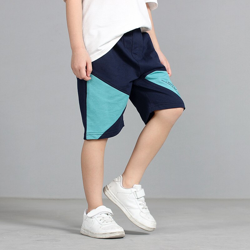 Kids Boys Summer Shorts School Children Knitted Loose Splicing Leisure Short Pants For Teen Big Boys 120-160 Dwq736