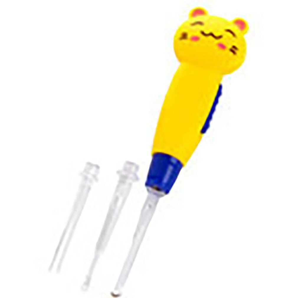 Oor Lepel Reiniging Met Led Verlichting Leuke Cartoon Dier Afneembare Oorsmeer Remover Tool Veiligheid Cleaner Lepel Voor Kinderen Gezondheid: yellow kitten